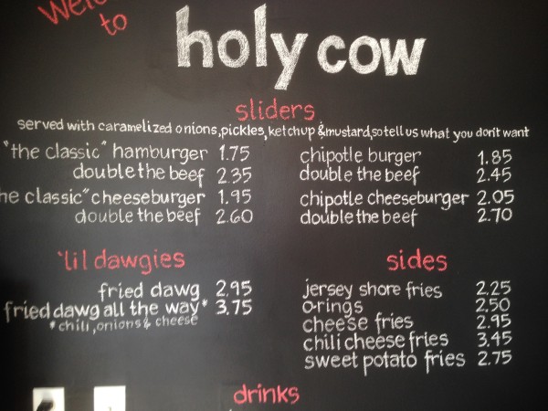 holy cow menu